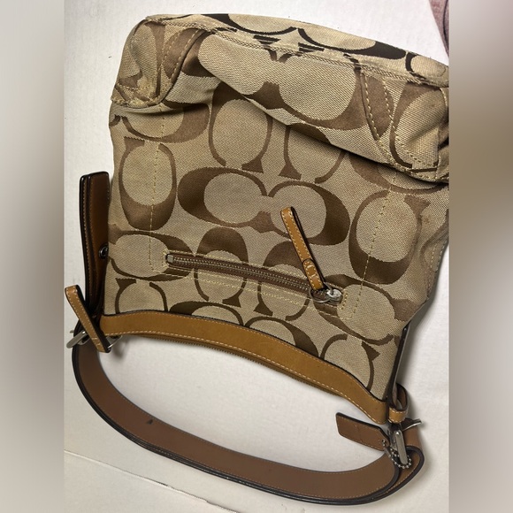 Coach Hobo Handbag Tote Signature Canvas Brown/Tan A0949-F13358 Preowned - Picture 3 of 6